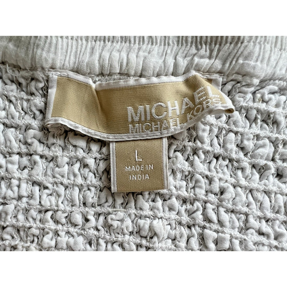 Michael kors Eyelet Tiered Bandeau Maxi Dress White Cotton cottage core Large - Picture 5 of 12